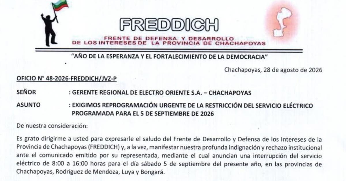 Electro Oriente canceló el corte eléctrico previsto el 5 de setiembre tras la exigencia del FREDDICH
